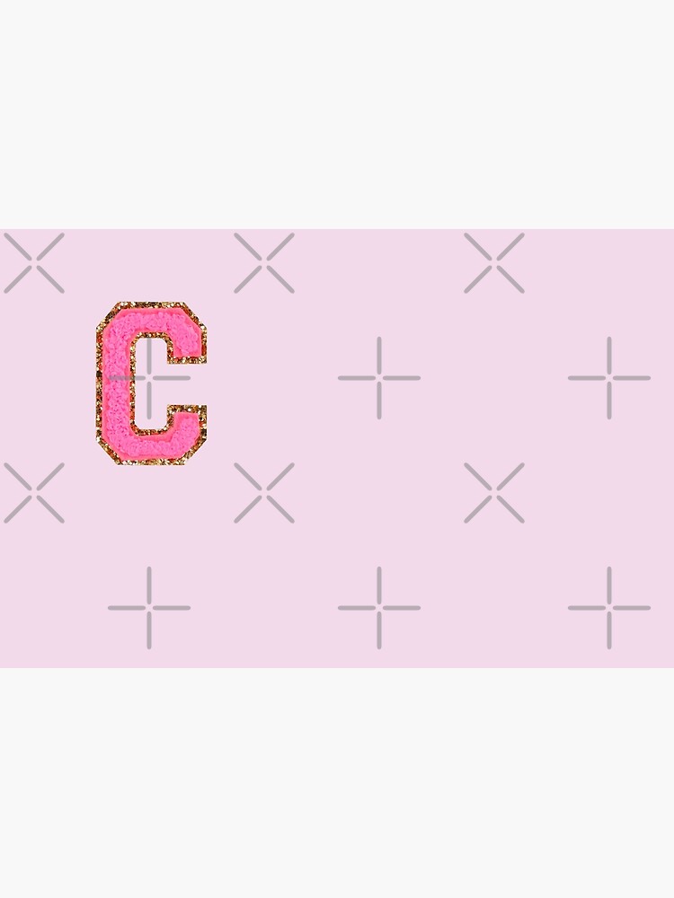 Letter C Bubble gum glitter Varsity Preppy pink patch Baby T