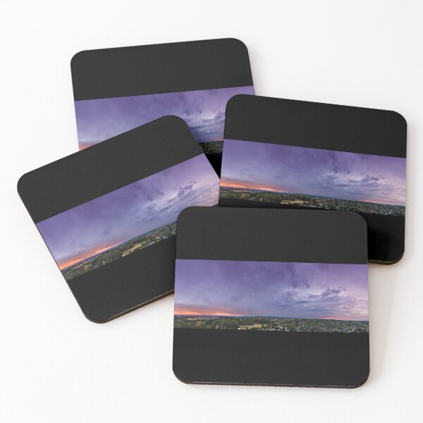 Item preview, Stormy rain clouds in the afterglow of sunset glowing purple, blue and orange aerial panoramic designed and sold by James-Cole.