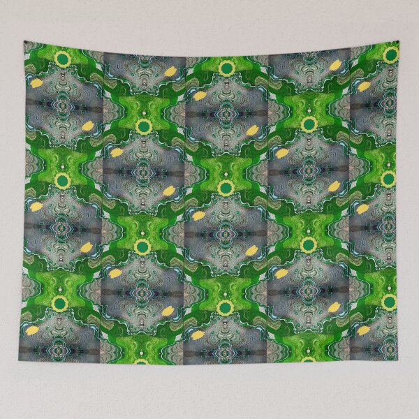 Item preview, Abstract Graphic Block | Repeating Colorful Pattern | "Green Fantasy" designed and sold by The Bubble 1307.