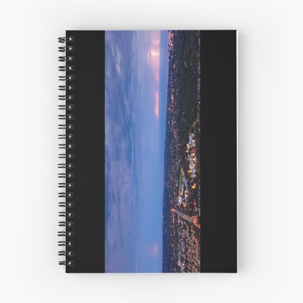 Item preview, Distant lightning strikes across Port Philip Bay seascape filled with stormy clouds and street lights aerial panoramic designed and sold by James-Cole.