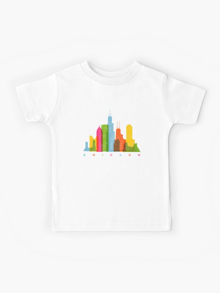 CHI Town Skyline Chicago City White Print Short Sleeve Jersey T