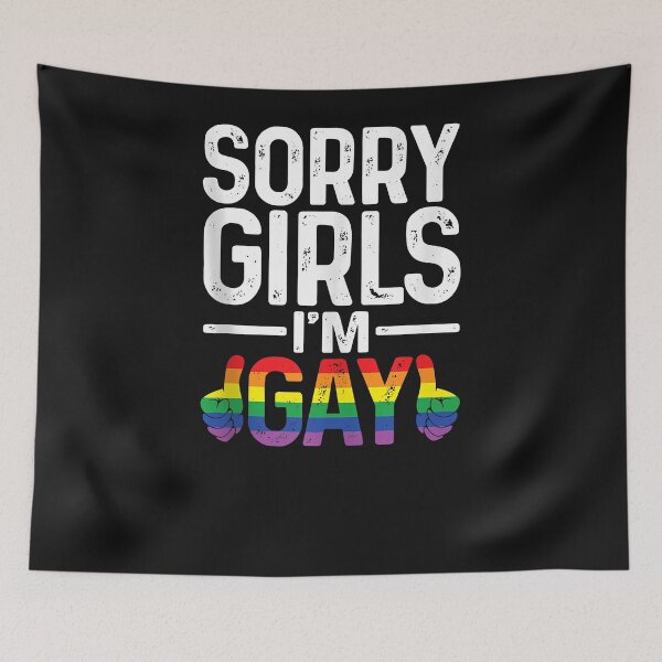 Aperçu de l'œuvre Sorry Girls I'm Gay Rainbow Flag Funny LGBT Pride Gift créée et vendue par Vignette2323.