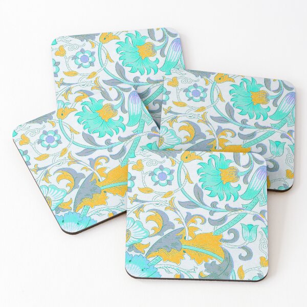 Item preview, Turquoise Yellow Grey Floral Lodden Pattern designed and sold by fowons.