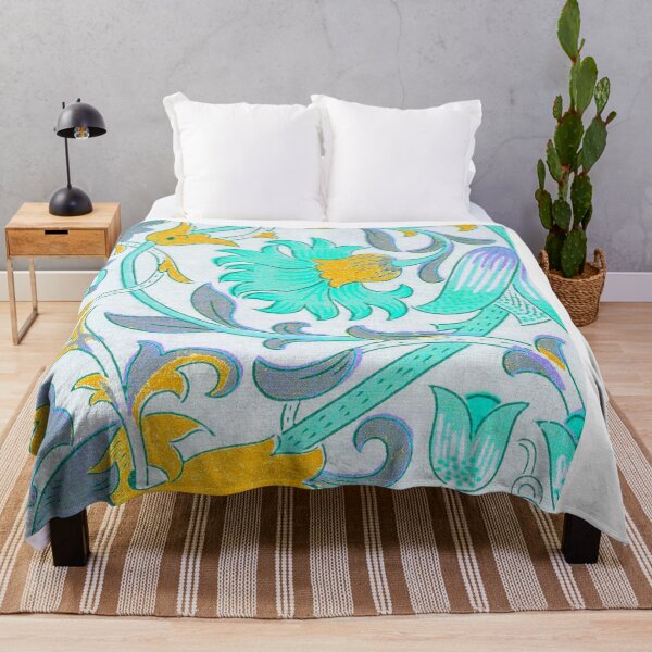 Item preview, Turquoise Yellow Grey Floral Lodden Pattern designed and sold by fowons.