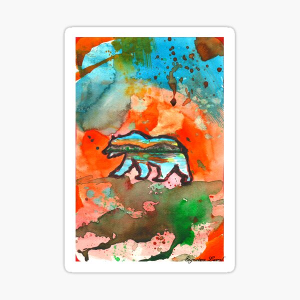 Big Bear Painting Watercolor Sticker