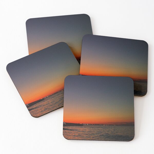 Item preview, Orange sunset and deep blue sky with calm ocean waves  designed and sold by anisbbmbrush.