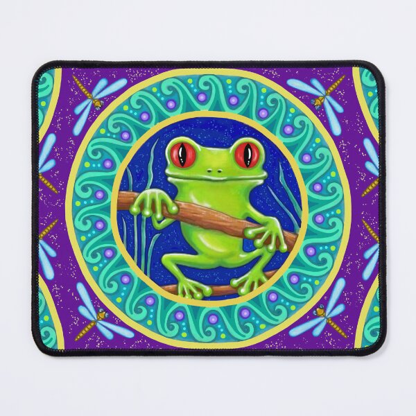 Item preview, Green Tree Frog and Dragonflies Mandala designed and sold by Soozie Wray.
