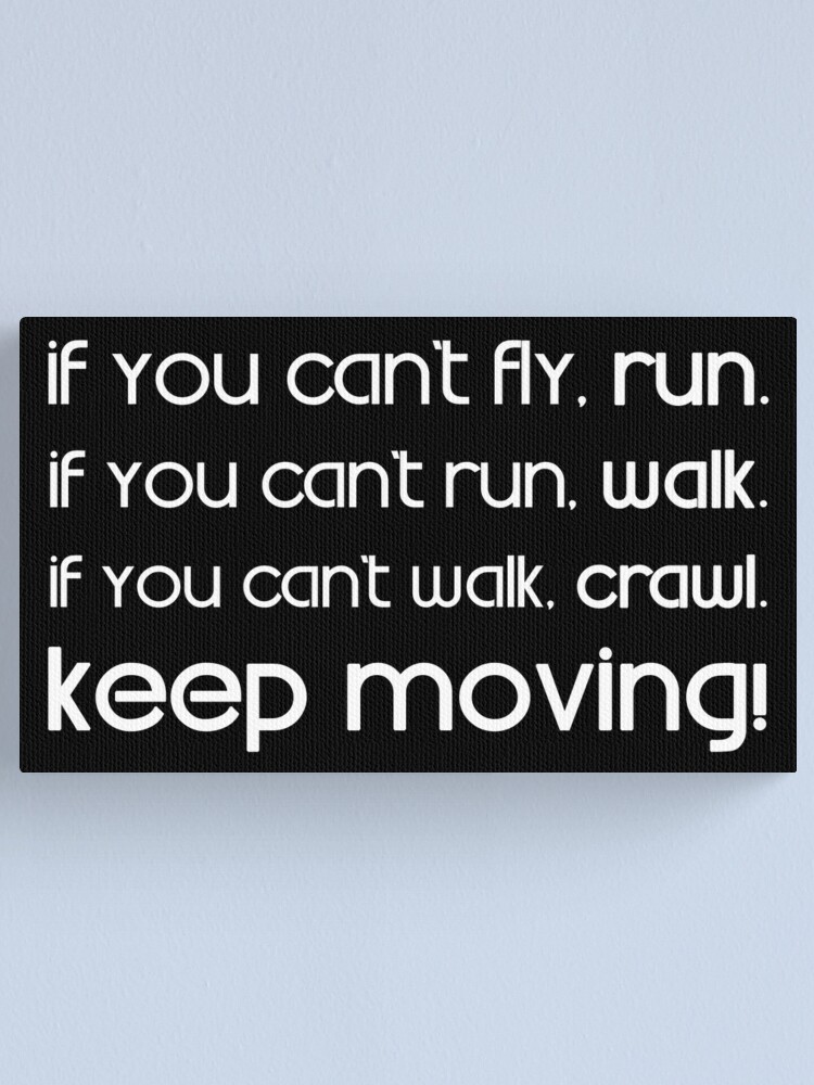 "If you can't fly, run. If you can't run, walk. If you can't walk