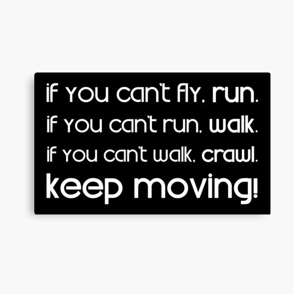 "If you can't fly, run. If you can't run, walk. If you can't walk
