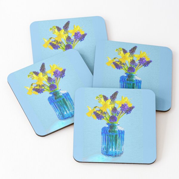 Item preview, Spring Flowers In A  Blue glass bottle. designed and sold by Alisonchambers2.