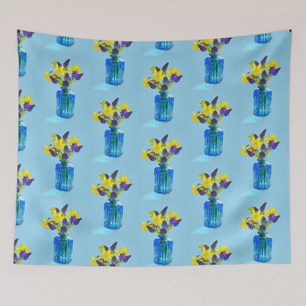 Item preview, Spring Flowers In A  Blue glass bottle. designed and sold by Alisonchambers2.