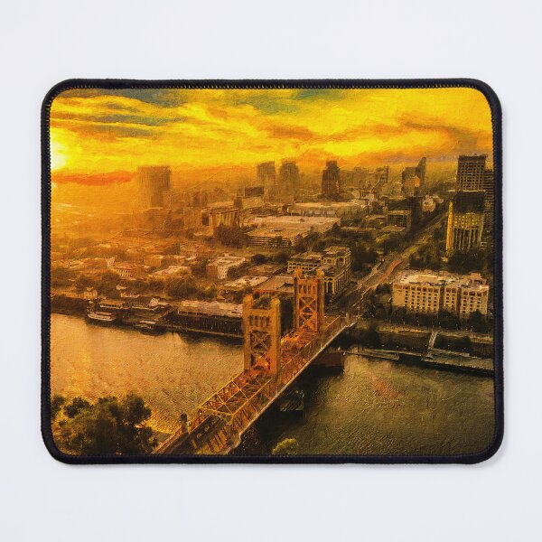 Item preview, Downtown Sacramento and Tower Bridge at sunset - digital painting designed and sold by NickoPrints.