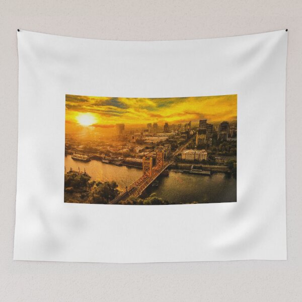 Item preview, Downtown Sacramento and Tower Bridge at sunset - digital painting designed and sold by NickoPrints.