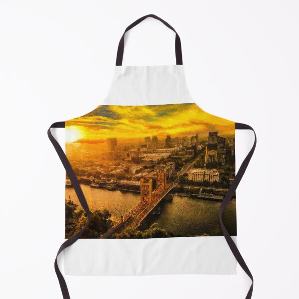 Item preview, Downtown Sacramento and Tower Bridge at sunset - digital painting designed and sold by NickoPrints.