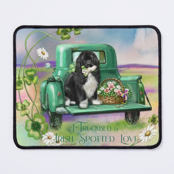 Item preview, Newfie in green truckbed designed and sold by Patricia Reeder Eubank.