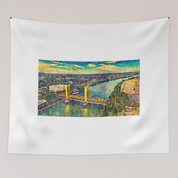Item preview, Tower Bridge over Sacramento River - digital painting designed and sold by NickoPrints.
