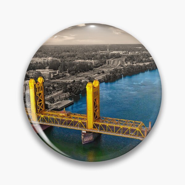 Item preview, Tower Bridge over Sacramento River - Black and white, with the river and the bridge isolated designed and sold by NickoPrints.