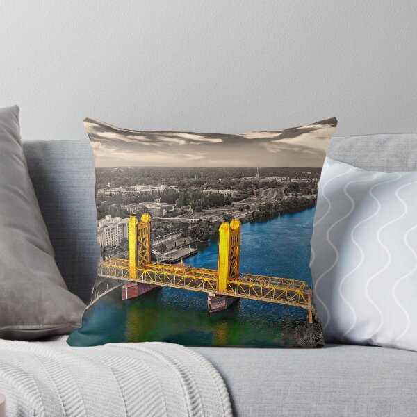 Item preview, Tower Bridge over Sacramento River - Black and white, with the river and the bridge isolated designed and sold by NickoPrints.
