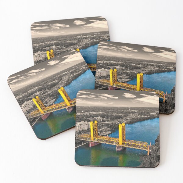 Item preview, Tower Bridge over Sacramento River - Black and white, with the river and the bridge isolated designed and sold by NickoPrints.