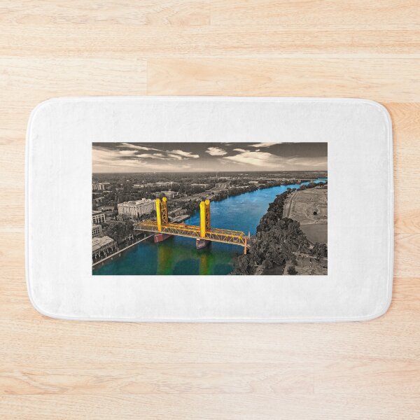 Item preview, Tower Bridge over Sacramento River - Black and white, with the river and the bridge isolated designed and sold by NickoPrints.