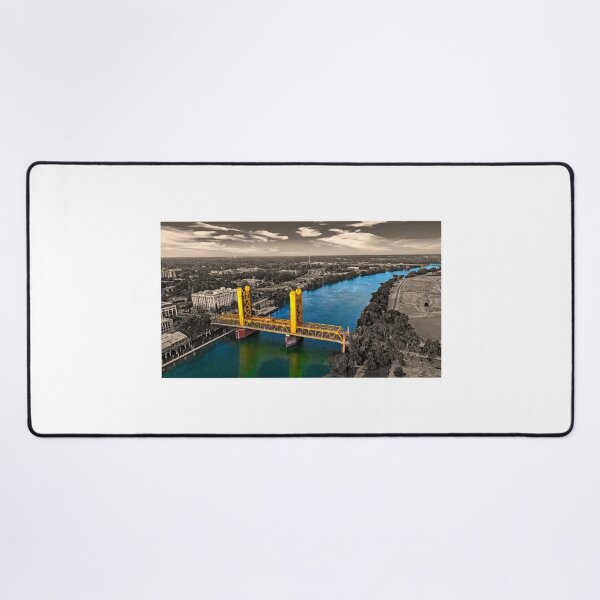 Item preview, Tower Bridge over Sacramento River - Black and white, with the river and the bridge isolated designed and sold by NickoPrints.