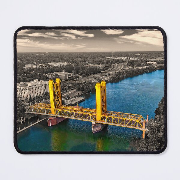 Item preview, Tower Bridge over Sacramento River - Black and white, with the river and the bridge isolated designed and sold by NickoPrints.