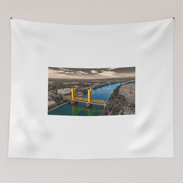 Item preview, Tower Bridge over Sacramento River - Black and white, with the river and the bridge isolated designed and sold by NickoPrints.