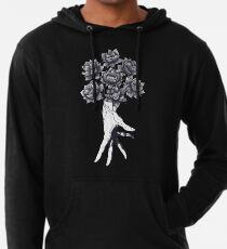 Sudadera con capucha ligera Hand with lotuses on black
