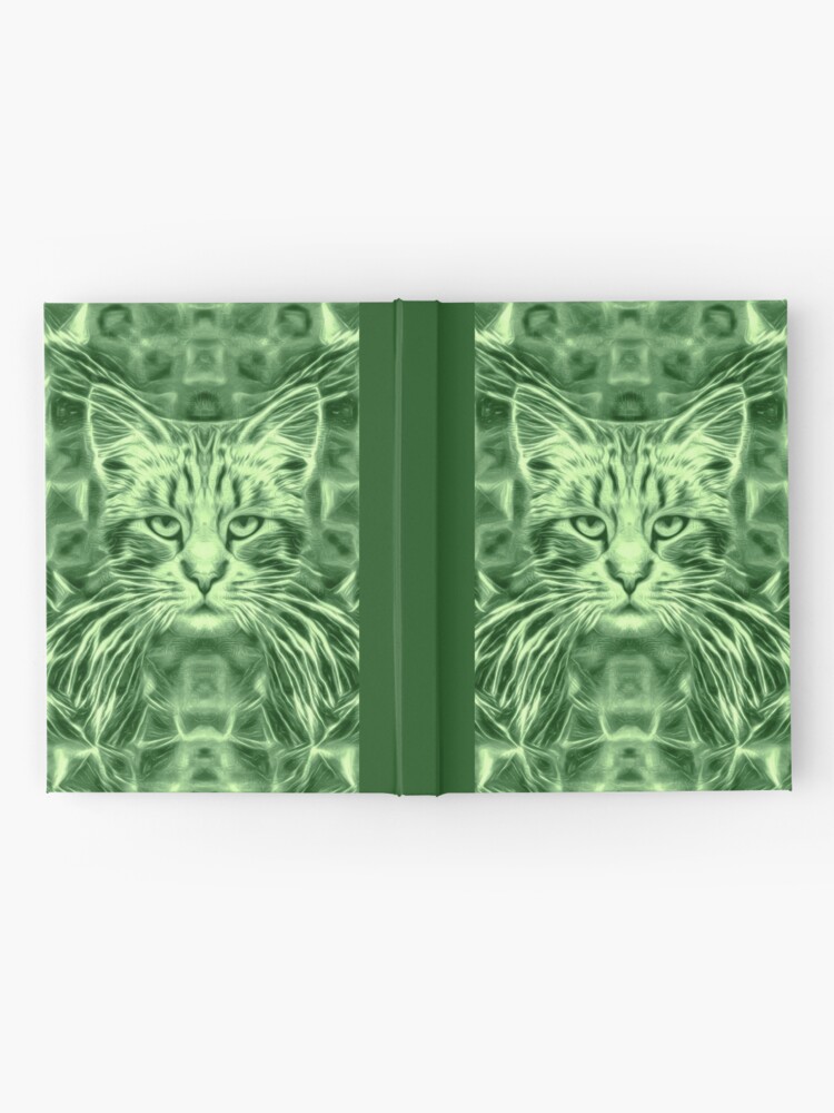 Alternate view of Cat in green #Art Hardcover Journal
