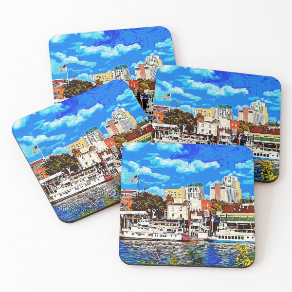 Item preview, Sacramento cityscape from the riverwalk - impressionist painting designed and sold by NickoPrints.