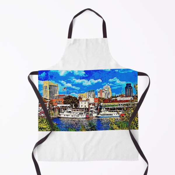 Item preview, Sacramento cityscape from the riverwalk - impressionist painting designed and sold by NickoPrints.