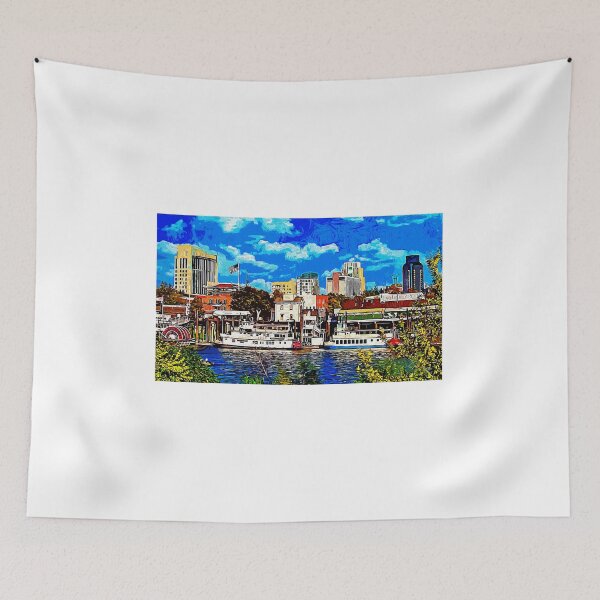 Item preview, Sacramento cityscape from the riverwalk - impressionist painting designed and sold by NickoPrints.
