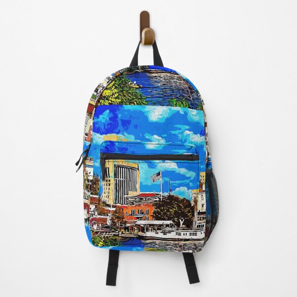 Item preview, Sacramento cityscape from the riverwalk - impressionist painting designed and sold by NickoPrints.