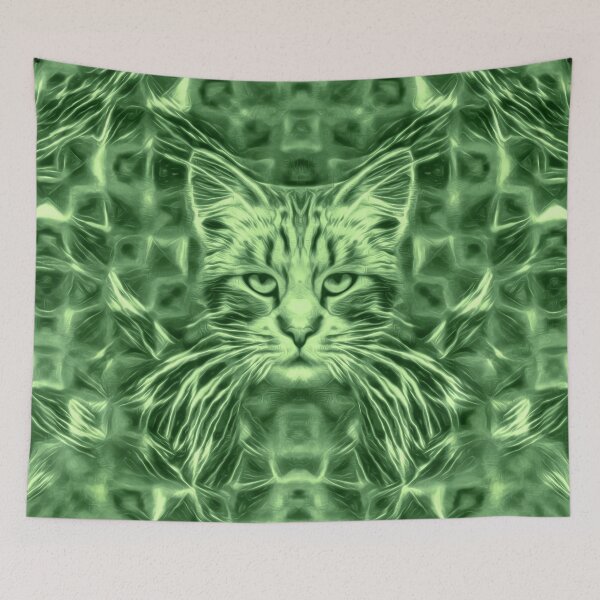 Item preview, Cat in green #Art designed and sold by blackhalt.