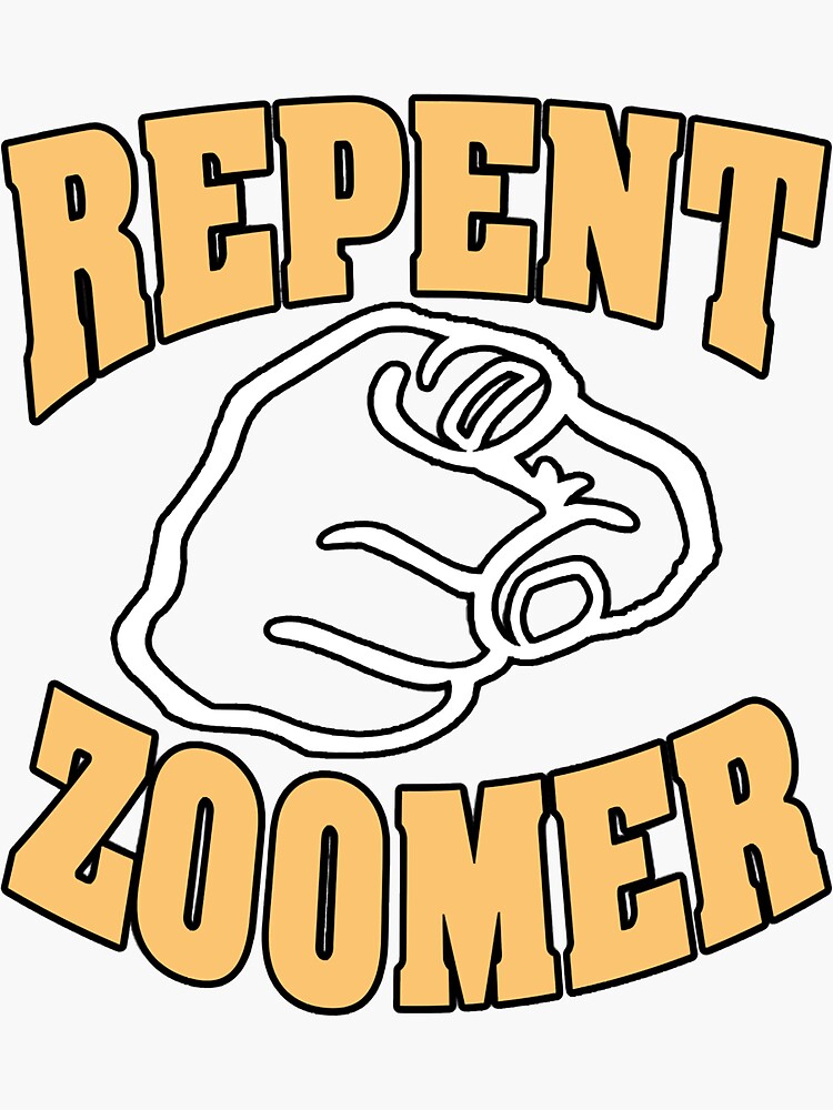 "Repent Zoomer" Sticker by CarrieCarsonn Redbubble