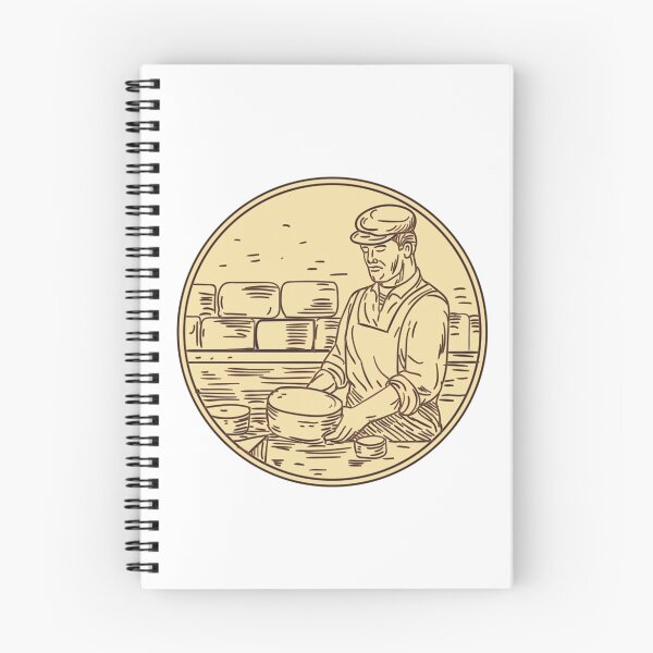 Item preview, Cheesemaker Making Cheddar Cheese Circle Drawing designed and sold by patrimonio.