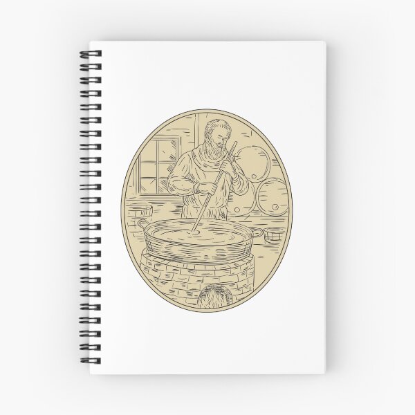 Item preview, Medieval Monk Brewing Beer Oval Drawing designed and sold by patrimonio.
