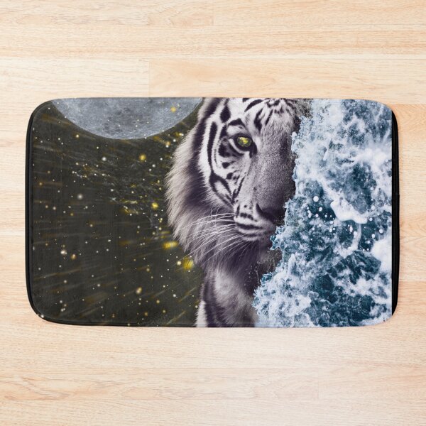Item preview, Space Tiger behind a Wave - Space Collage Art designed and sold by vvaveme.
