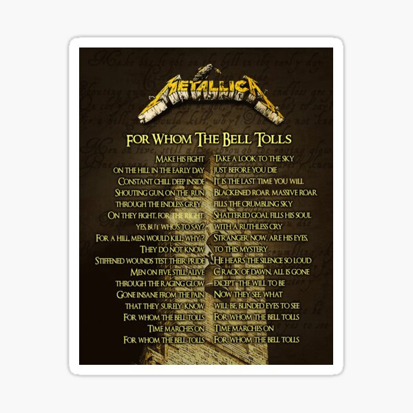 "For Whom The Bell Tolls Poster Gift - For Whom The Bell Tolls Rock ...