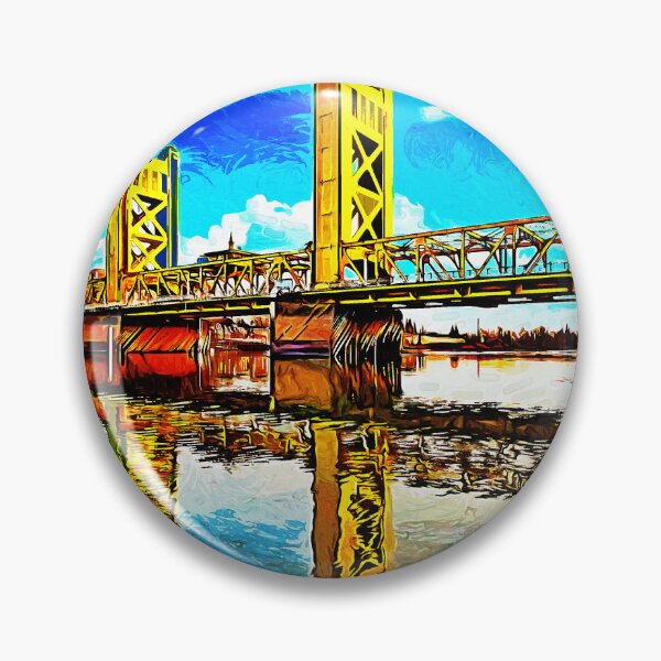 Item preview, Tower Bridge over Sacramento River - impressionist painting designed and sold by NickoPrints.