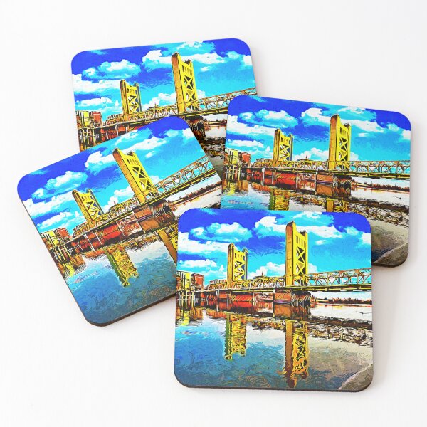 Item preview, Tower Bridge over Sacramento River - impressionist painting designed and sold by NickoPrints.