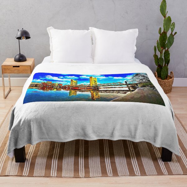 Item preview, Tower Bridge over Sacramento River - impressionist painting designed and sold by NickoPrints.