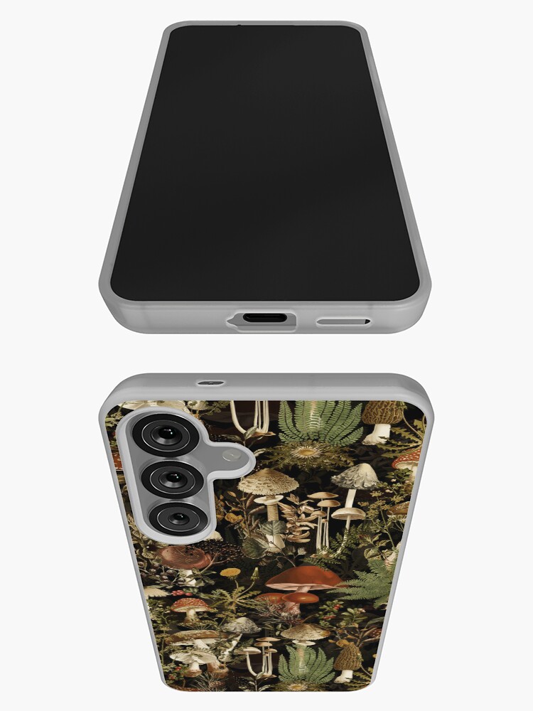 Aperçu 3 sur 4. Coque Samsung Galaxy avec l'œuvre Motif de jardin botanique de nuit de forêt de champignons de minuit vintage - Jardin de nuit noir créée et vendue par UtArt.