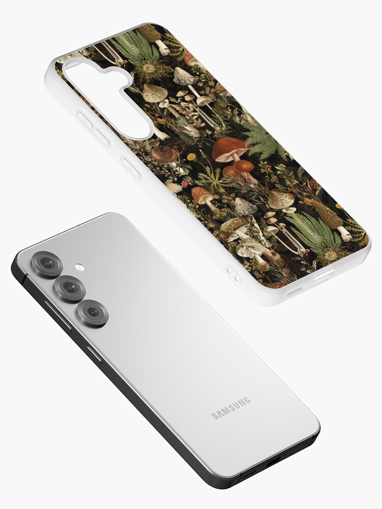 Aperçu 2 sur 4. Coque Samsung Galaxy avec l'œuvre Motif de jardin botanique de nuit de forêt de champignons de minuit vintage - Jardin de nuit noir créée et vendue par UtArt.