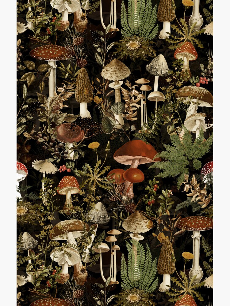 Aperçu 4 sur 4. Coque Samsung Galaxy avec l'œuvre Motif de jardin botanique de nuit de forêt de champignons de minuit vintage - Jardin de nuit noir créée et vendue par UtArt.