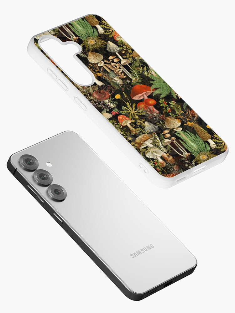 Aperçu 2 sur 4. Coque Samsung Galaxy avec l'œuvre Motif de jardin botanique de nuit de forêt de champignons de minuit vintage - Jardin de nuit coloré noir créée et vendue par UtArt.