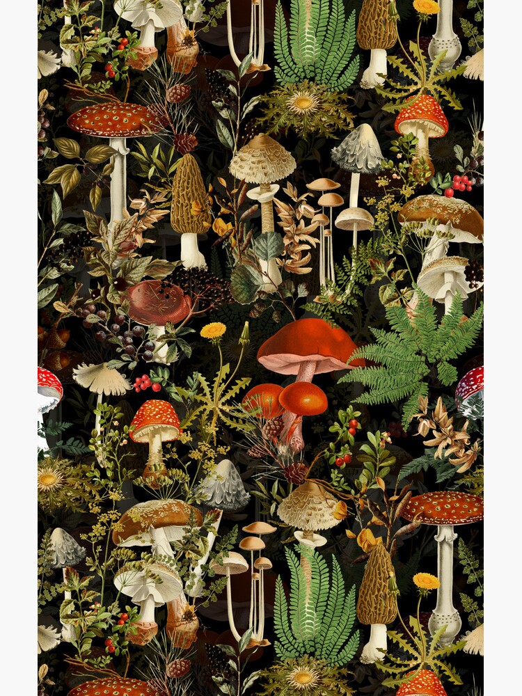 Aperçu 4 sur 4. Coque Samsung Galaxy avec l'œuvre Motif de jardin botanique de nuit de forêt de champignons de minuit vintage - Jardin de nuit coloré noir créée et vendue par UtArt.