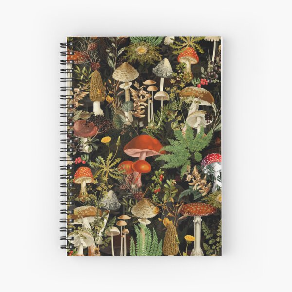Item preview,  Vintage Midnight Mushrooms Forest Botanical Night Garden Pattern - Black Colorful Nightgarden designed and sold by UtArt.