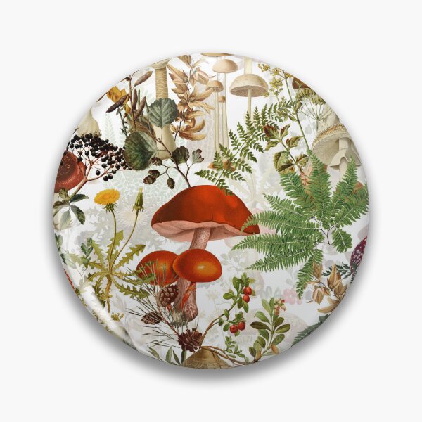 Item preview,  Vintage Midnight Mushrooms Forest Botanical Garden Pattern - White Nightgarden designed and sold by UtArt.