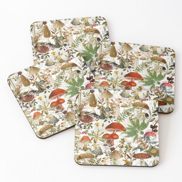 Item preview,  Vintage Midnight Mushrooms Forest Botanical Garden Pattern - White Nightgarden designed and sold by UtArt.